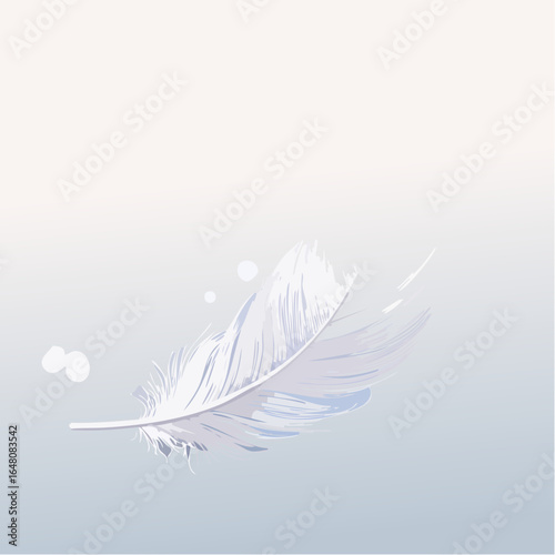 Feather floating gently in slow air for lightness and peace symbolism