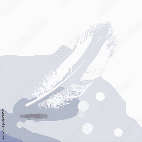 Feather floating gently in slow air for lightness and peace symbolism