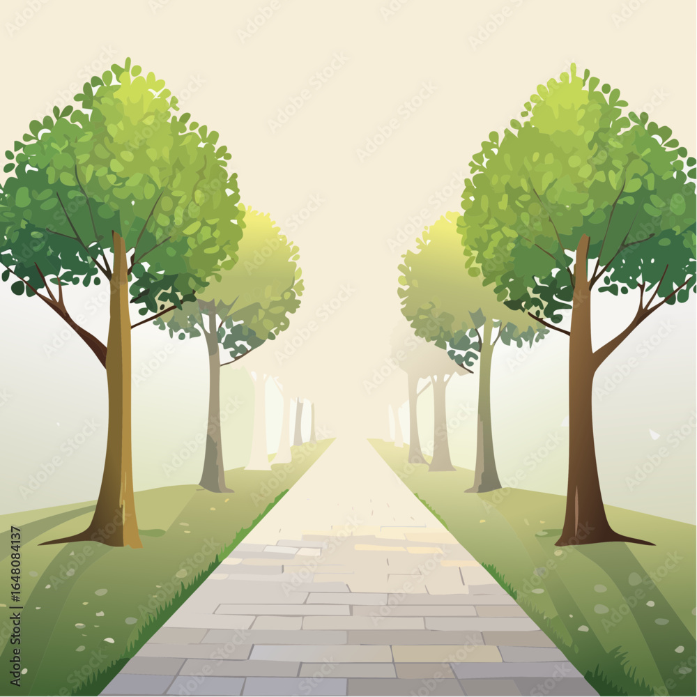 Obraz premium Foggy forest path for mystery, exploration, and unknown journey themes
