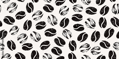 Black and White Coffee Bean Seamless Pattern