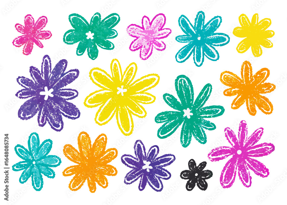Obraz premium Colorful Hand-Drawn Flower Illustrations: Doodle Art Set