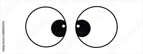 Cartoon eyes looking sideways on a white background comic funny
