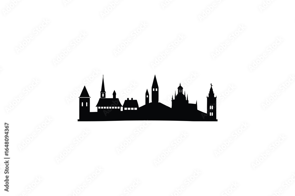 Fototapeta premium City skyline with buildings and towers in silhouette