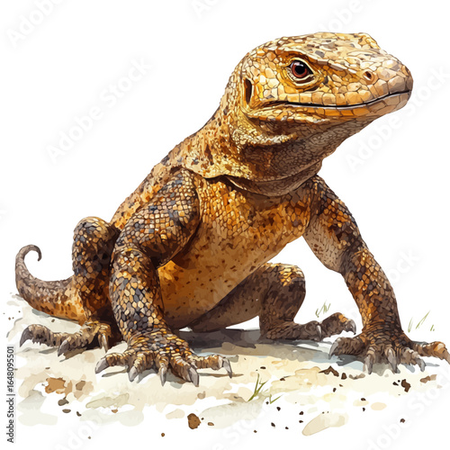 watercolor of Monitor Lizard, vector, isolated on a white background.