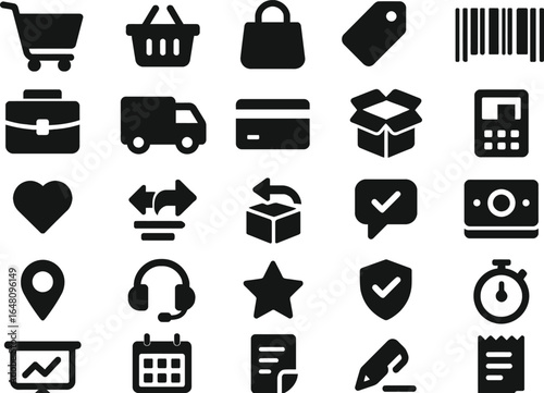 E-commerce Shopping Icons Cart, Delivery, Payment, and More