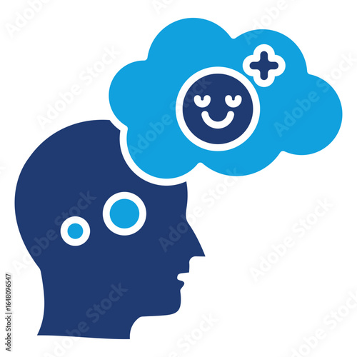 Positive Thinking Flat Blue Icon