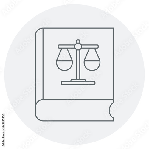 Law Book Icon, Criminal Law Handbook, Civil Code Compendium, Family Law Digest, Labor Law Manual, Property Law Guide, vector