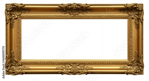 Extra wide ornate gold baroque picture frame horizontal panoramic empty carved decorative border for large artwork