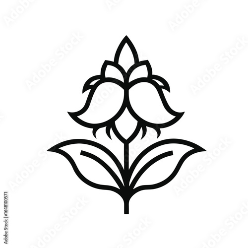 Monkshood flower outline vector icon