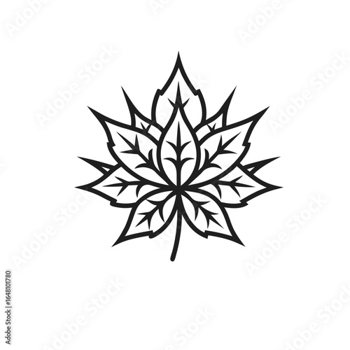 Sea holly flower outline icon on white background