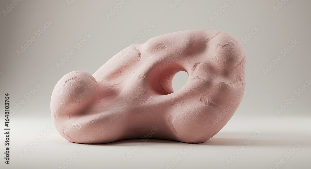 Naklejka premium Textured Pink Abstract Sculpture against a Neutral Backdrop for Creative Visuals