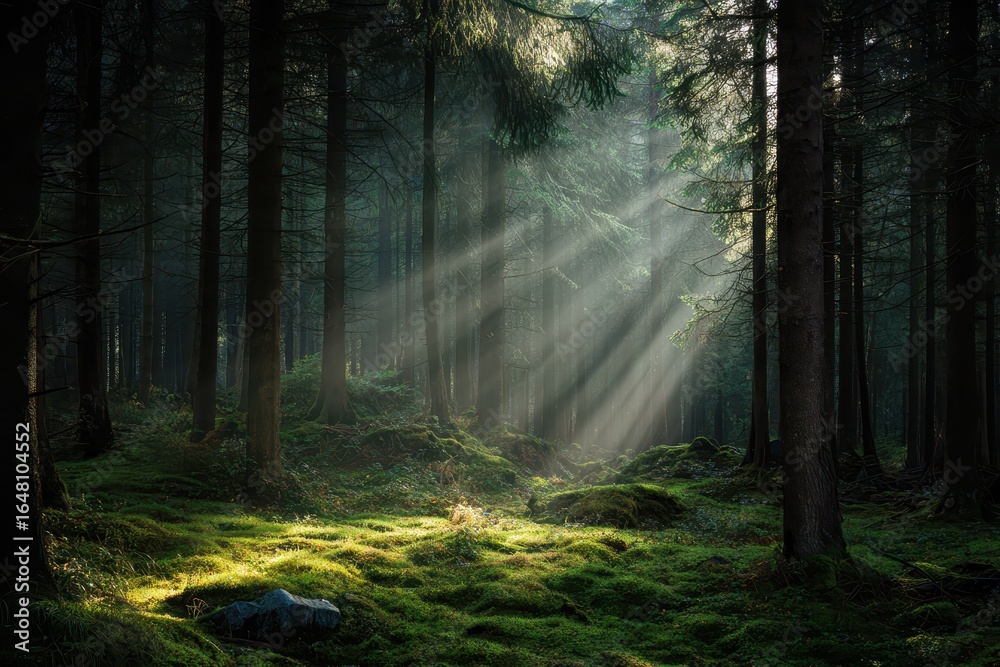 Fototapeta premium Eight rays of forest in the upper field