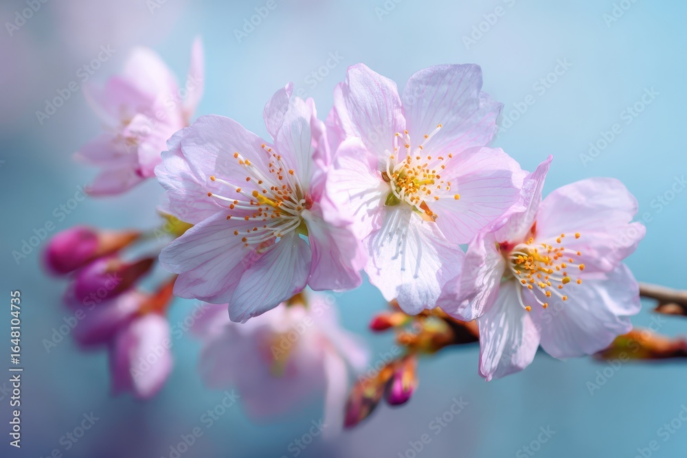 Elegant cherry blossoms set against a blue sky Elegant cherry blossoms set against a blue sky