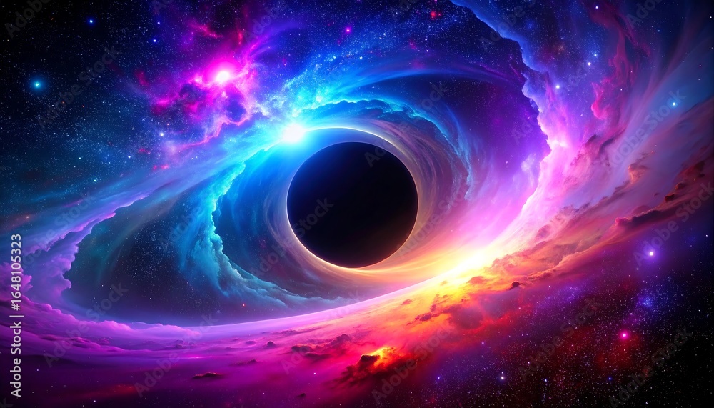 Obraz premium Colorful cosmic vortex with a black hole