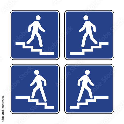 Uneven Pedestrian Crossing Sign – Stair-Step Movement Icon  Accessibility & Safety Indicator