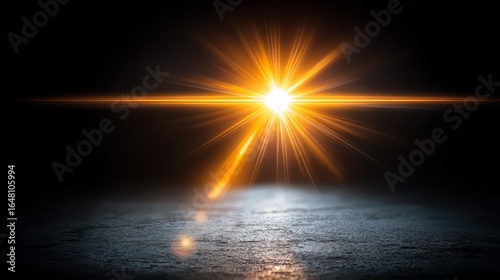 Bright light is shining on a dark background. The light is so bright that it is almost blinding