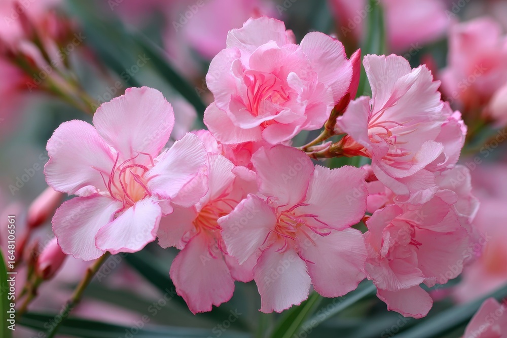 Fototapeta premium Gorgeous pink Nerium oleander floral wallpaper