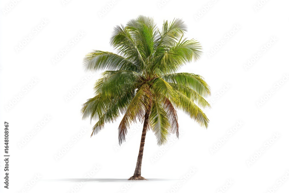 Obraz premium Lone coconut tree on white backdrop