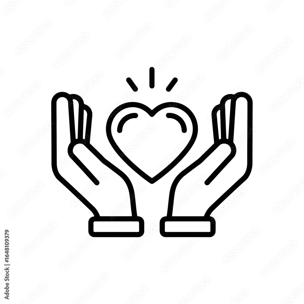 Obraz premium Hands Holding Heart Vector Icon for Mental Well-being 