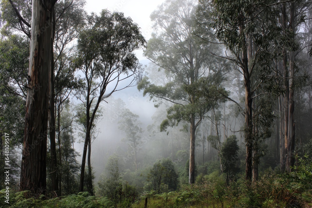 Obraz premium Misty eucalyptus woodland