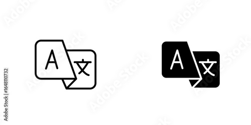 Translation vector icon, Outlined icon set in black and white colors, isolated for graphic and web design