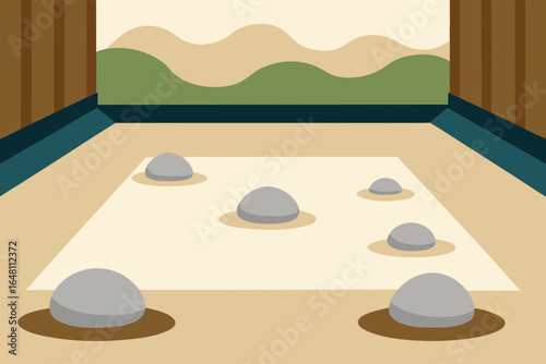 Vector illustration of a spa with a zen stone arrangement for relaxation and wellness