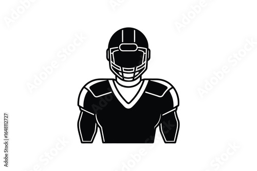American football player wearing a helmet and uniform silhouette
