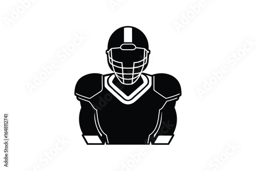 American football player wearing a helmet and uniform silhouette