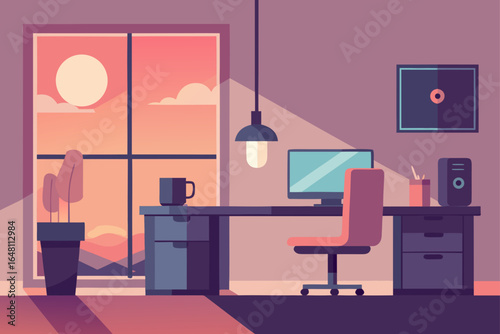 Vector illustration of living room interior design with modern furniture, sofa, armchair, and lamps