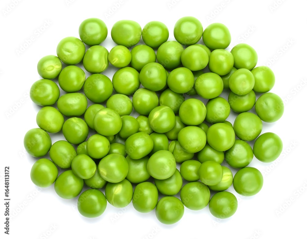 Fresh green peas clustered on white background Fresh green peas clustered on white background