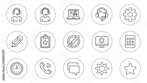 Showcase customer satisfaction with modern review and feedback icons for business success