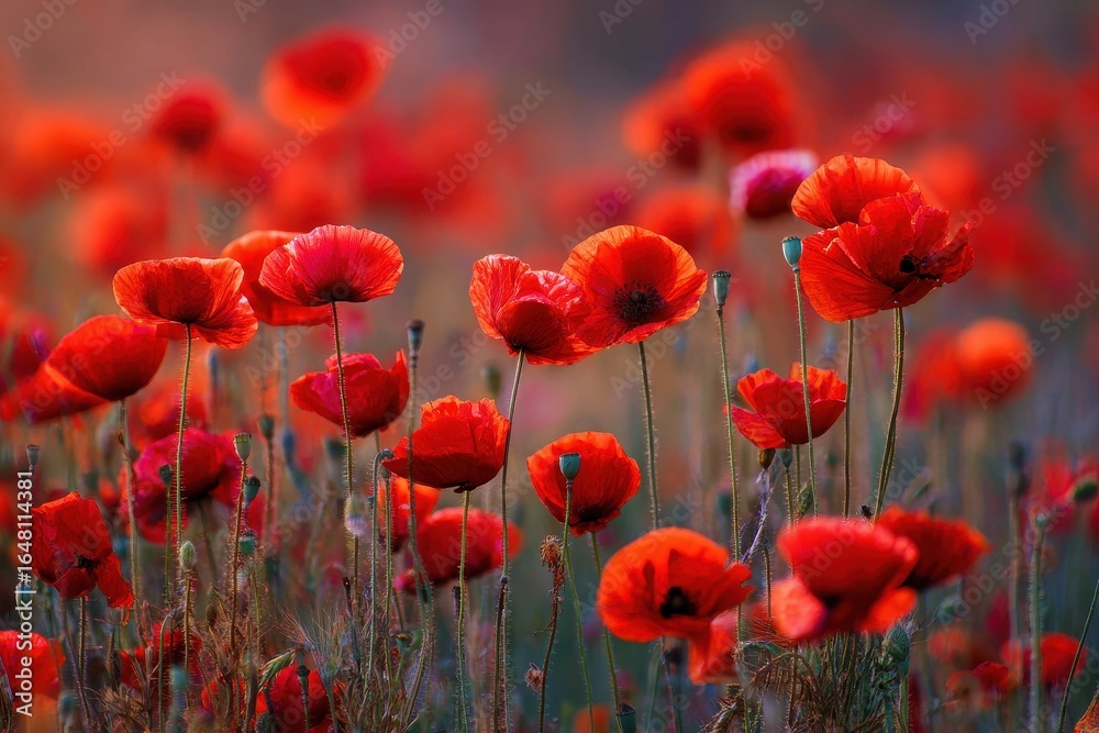 Fototapeta premium Summer field of red poppies