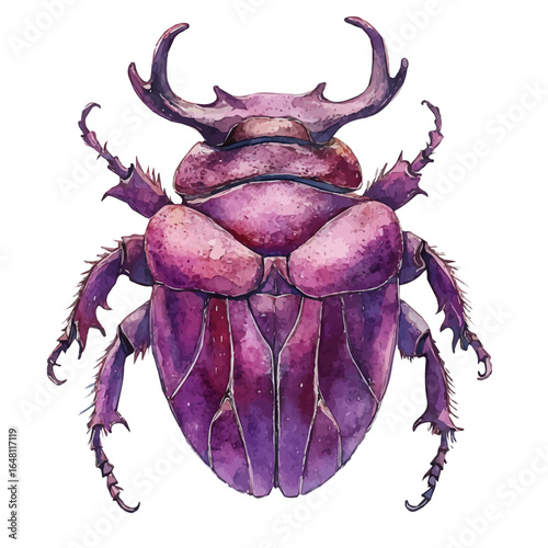 watercolor of Hercules Beetle, vector, isolated on a white background.