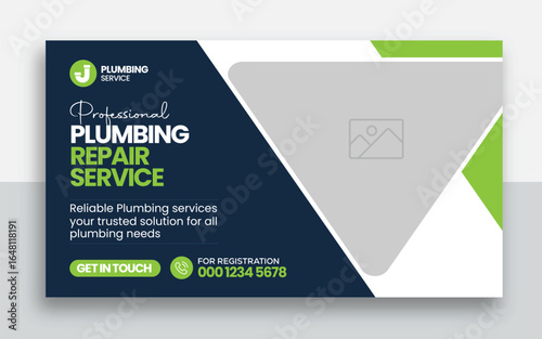 Plumbing  youtube thumbnail and web banner template design	