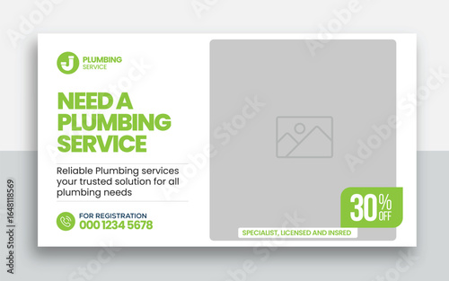 Plumbing  youtube thumbnail and web banner template design	