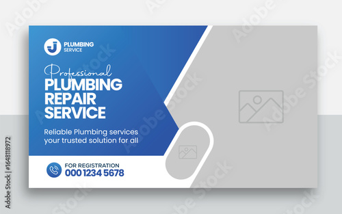 Plumbing  youtube thumbnail and web banner template design	