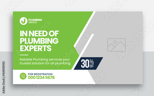 Plumbing  youtube thumbnail and web banner template design	