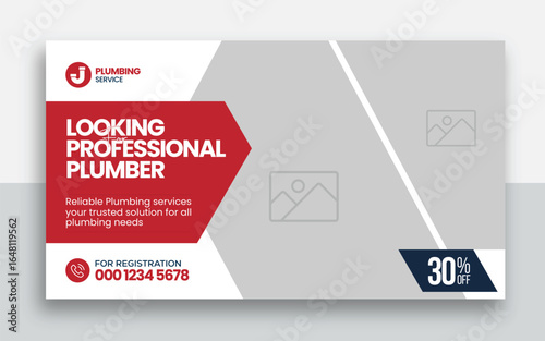 Plumbing  youtube thumbnail and web banner template design	
