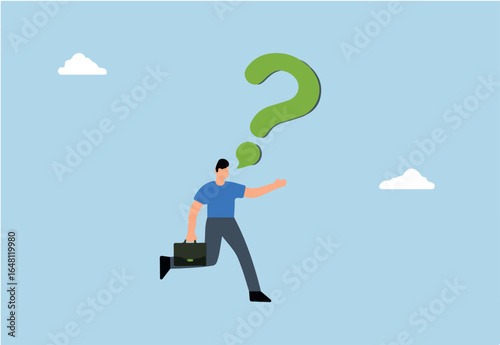businessman speak out loud with speech bubble question mark symbol.