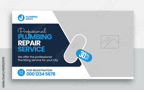 Plumbing  youtube thumbnail and web banner template design	