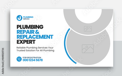 Plumbing  youtube thumbnail and web banner template design	