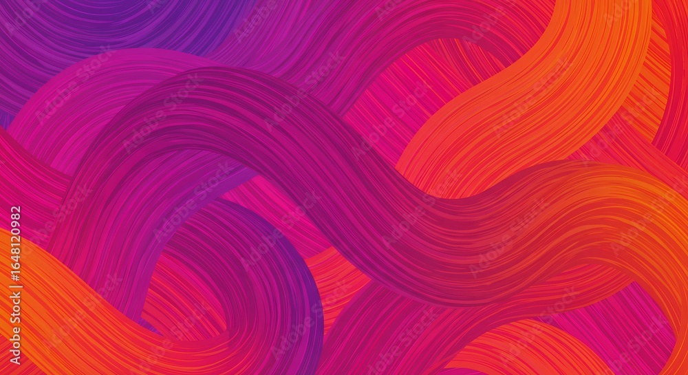 Fototapeta premium Abstract flowing waves colorful gradient orange pink purple dynamic curved lines digital art background pattern design
