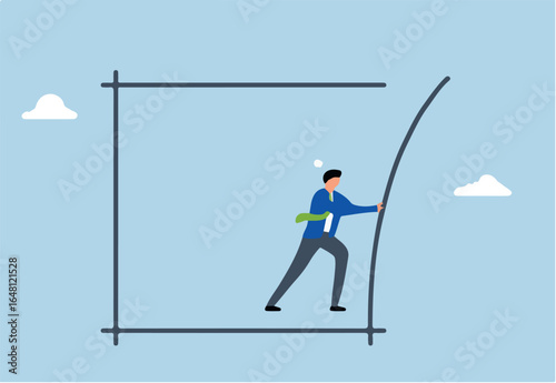 Pushing limits challenge yourself to overcome boundary, entrepreneur striving to push beyond limits.