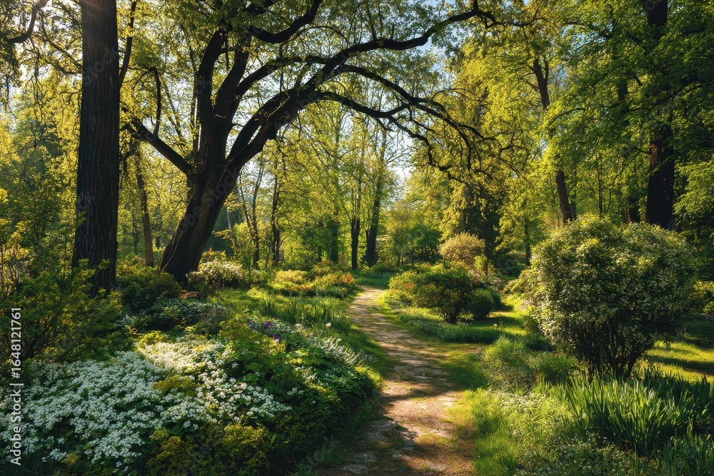 flourishing garden on a sunny spring day flourishing garden on a sunny spring day