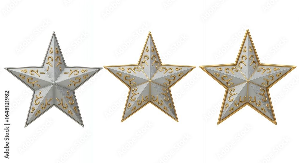 Obraz premium Elegant silver and gold stars featuring Arabic calligraphy perfect for Middle Eastern luxury branding projects