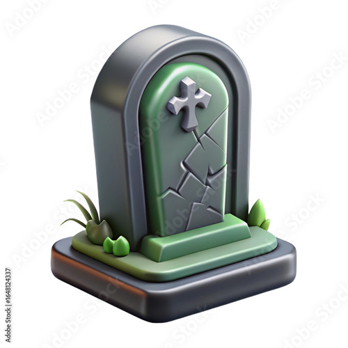 3D icon of  RIP gravestone on transparent background