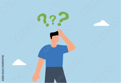 Memory loss, confused businessman who loses his memory thinking about what he forgets.