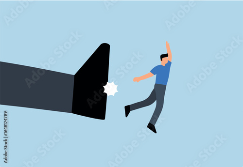 Being fired from work, An angry giant boss kick fired fired employee