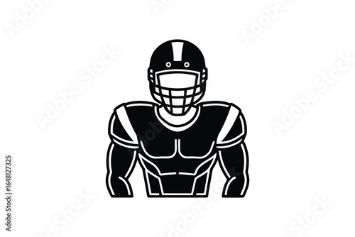 American Football Player Wearing Helmet And Protective Gear silhouette
