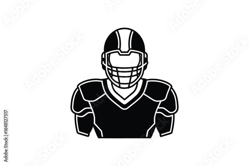 American football player wearing a helmet and uniform silhouette
